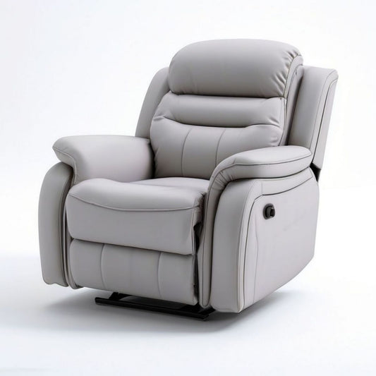 Manuell verstellbarer Relaxsessel aus hellgrauem PU-Kunstleder, 90 x 95 x 105 cm