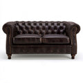 Chesterfield 2-Sitzer in Dunkelbraun, 165 x 90 x 75 cm