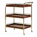 Servierwagen mit 3 Ablagen, 80 x 45 x 95 cm, Braun/Gold