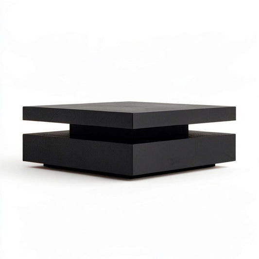 Quadratischer Couchtisch aus MDF mit Ablagefach, Schwarz, 100 x 100 x 35 cm