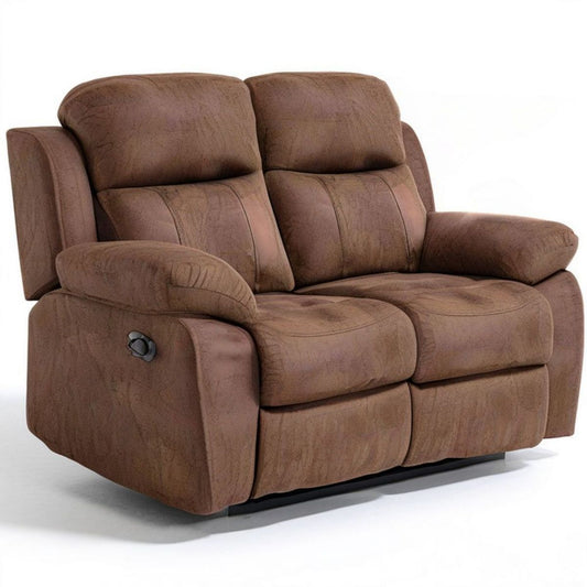 Manuell verstellbares 2-Sitzer-Relaxsofa aus Mikrofaser, Braun, 170 x 95 x 102 cm