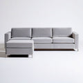 3-Sitzer-Sofa mit Hocker, Hellgrau, 230 × 90 × 85 cm