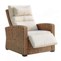 Relaxsessel aus Naturrattan mit ausklappbarer Fussstütze, Beige/Naturbraun, 85 × 95–150 × 105 cm