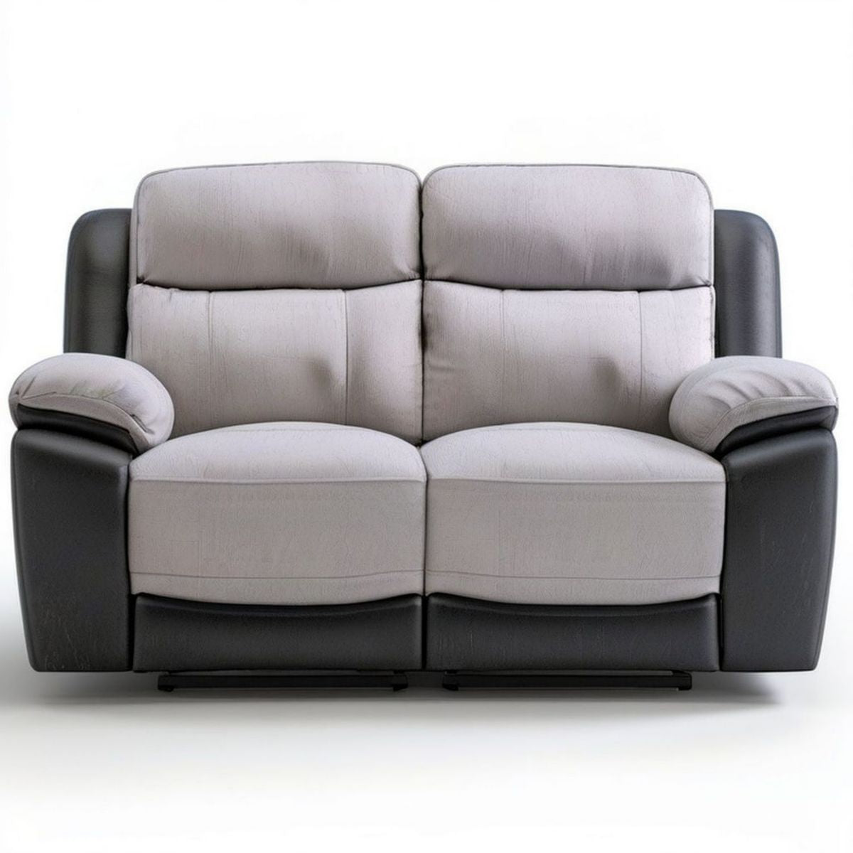 2-Sitzer-Sofa 170 x 95 x 100 cm Grau/Schwarz mit Polyesterbezug und PU-Kunstleder