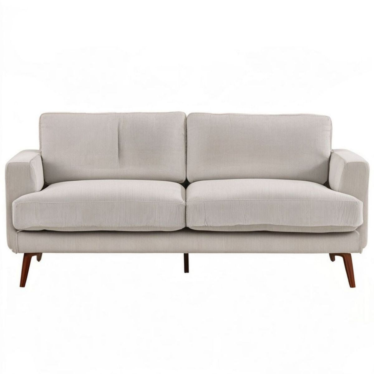 2-Sitzer-Sofa 180 x 85 x 85 cm Beige mit Cordbezug und dunkelbraunen Massivholzbeinen