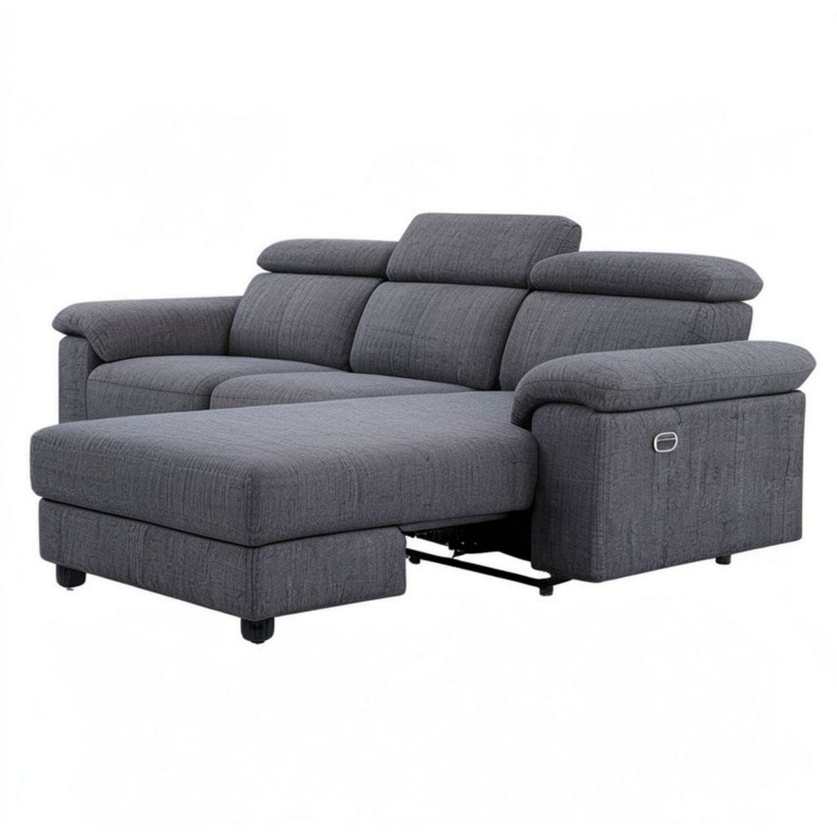 Relaxgarnitur mit linksseitiger Recamiere, manueller Relaxfunktion, Dunkelgrau, 250 x 165 x 102 cm