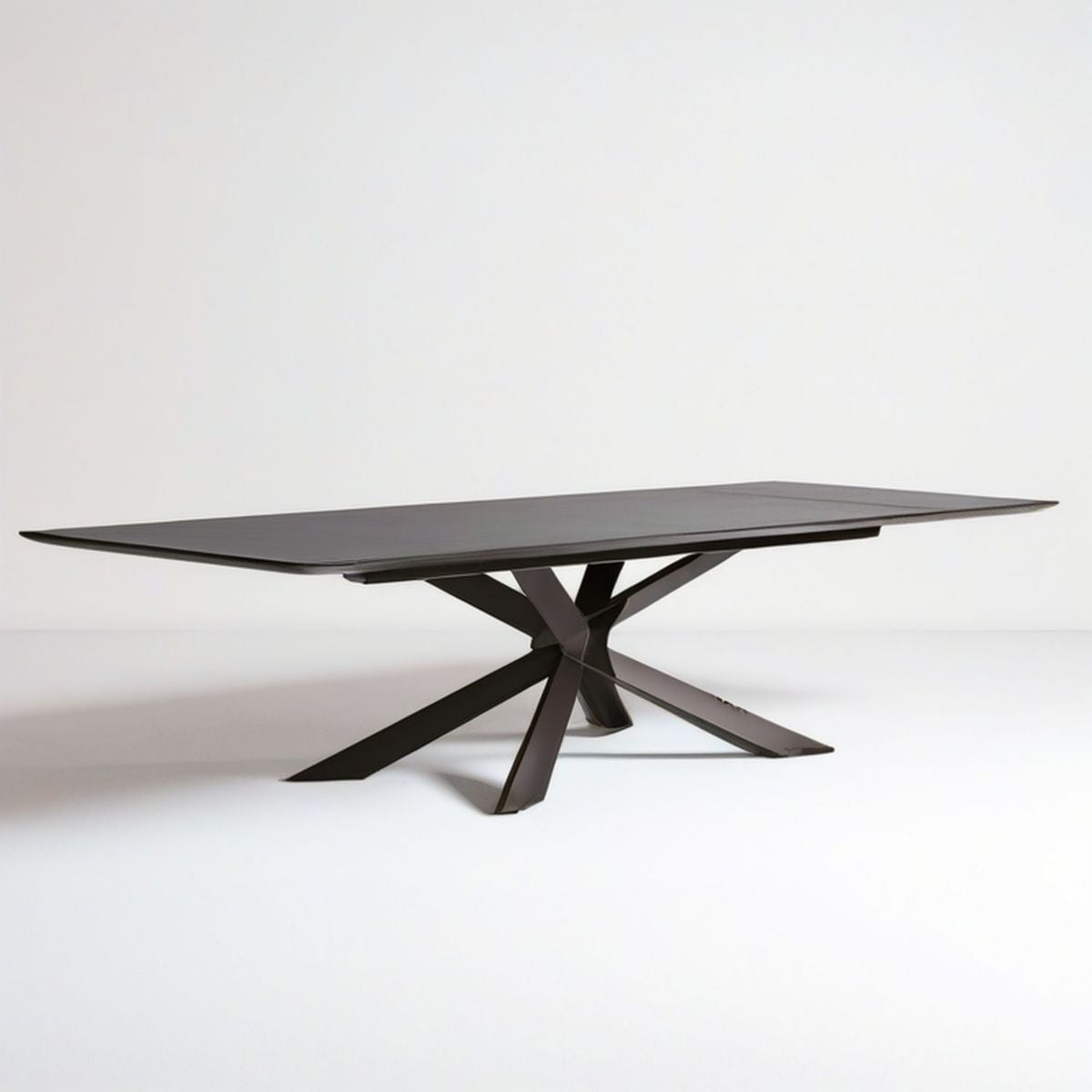 Esstisch 240 x 100 x 75 cm Schwarzbraun/Schwarz, MDF mit Eichenfurnier und Stahlgestell