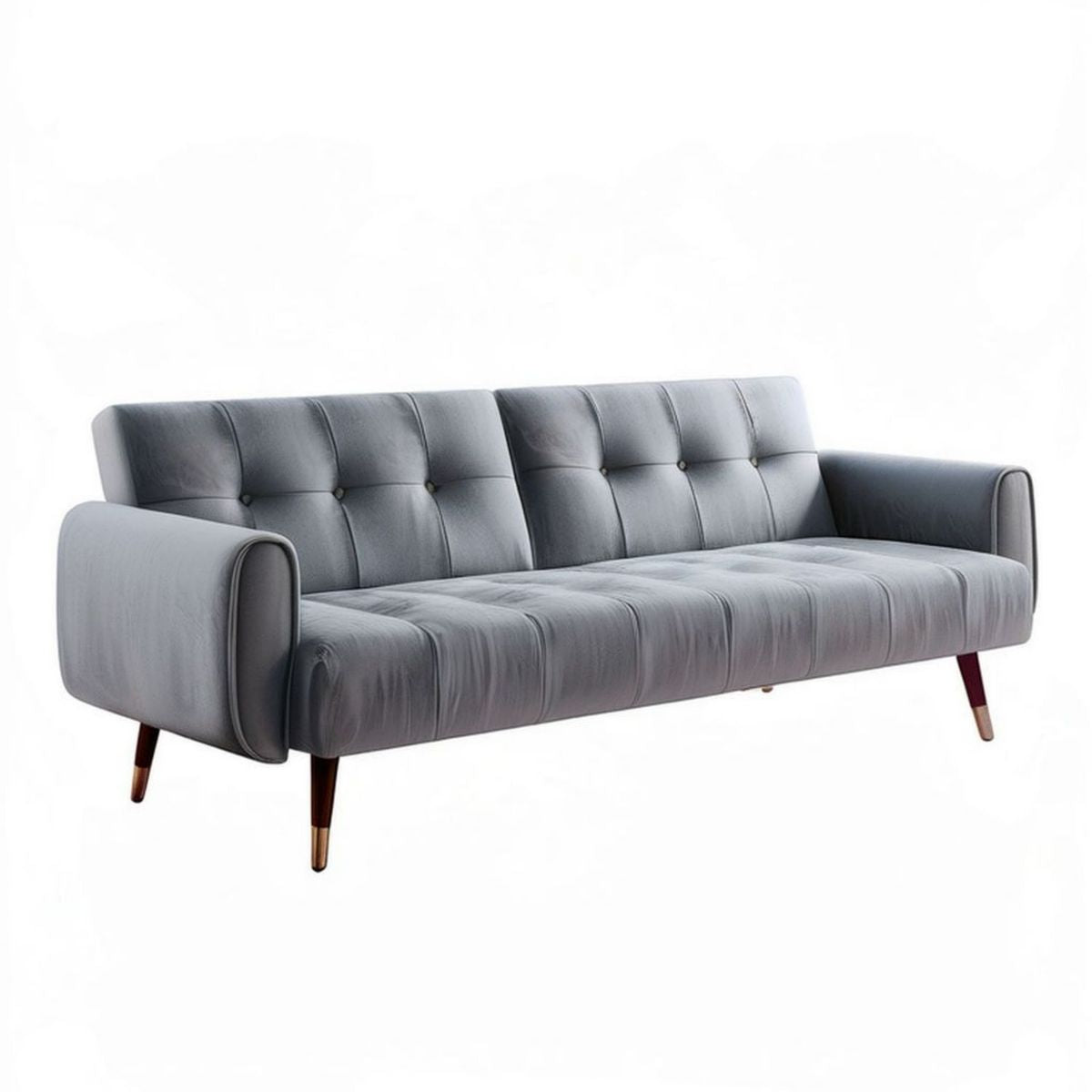 3-Sitzer-Sofa 210 x 85 x 86 cm Grau aus Polyester-Samt mit Knopfheftung