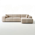 Modernes Ecksofa mit rechtsseitiger Recamiere, 280 × 165 × 76 cm, Beige, Polyester