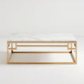 Rechteckiger Couchtisch 120 x 60 x 45 cm in Weiss/Gold mit Marmoroptik