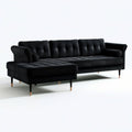 L-förmiges Ecksofa mit linker Recamiere, 260 x 160 x 85 cm, Schwarz mit naturfarbenen Akzenten